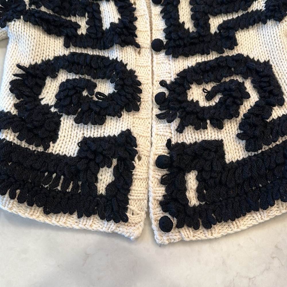 Women's Cream & Black Textured Knit Cardigan - Picture 4 of 13